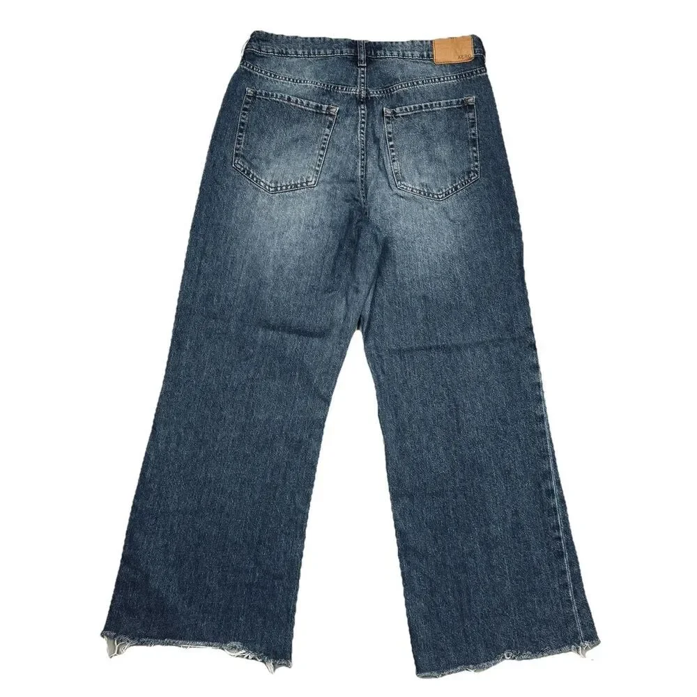 Aeropostale High Rise Wide Leg Ankle Jeans 10 (29x26) Blue Altered Cotton Womens